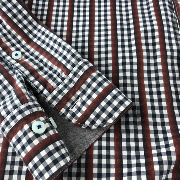 Tommy Bahama Vertical Stripe Black Tan Gingham - Picture 7 of 8